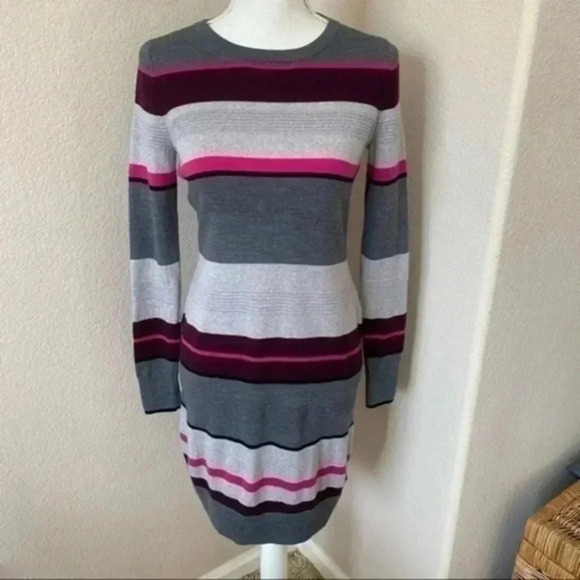 Clements Ribeiro striped extra fine pure merino wool long dress Size Sm… - Picture 1 of 9